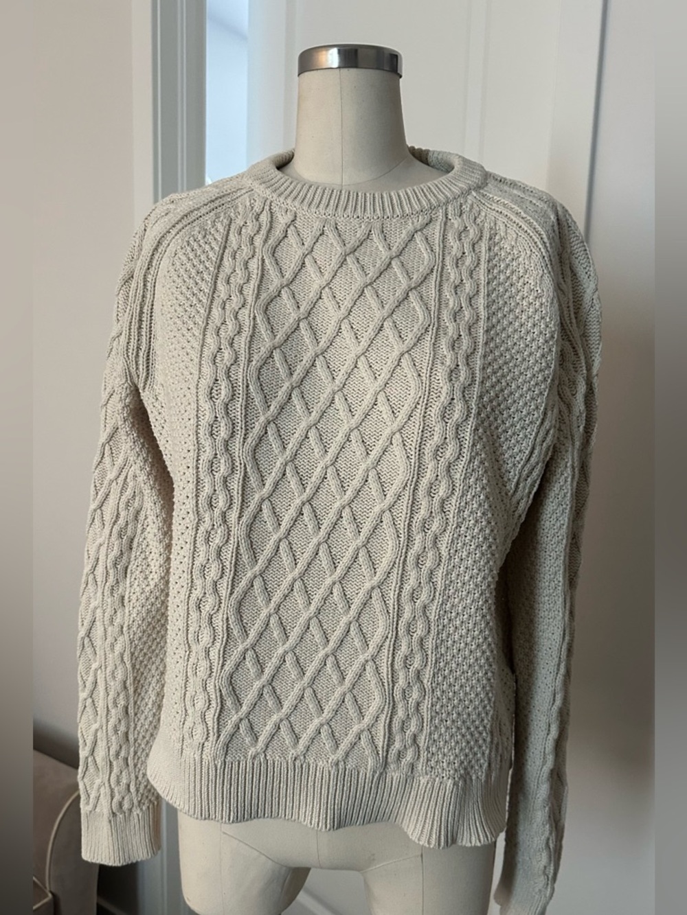 J. Crew Cream Cable-Knit Crewneck Sweater